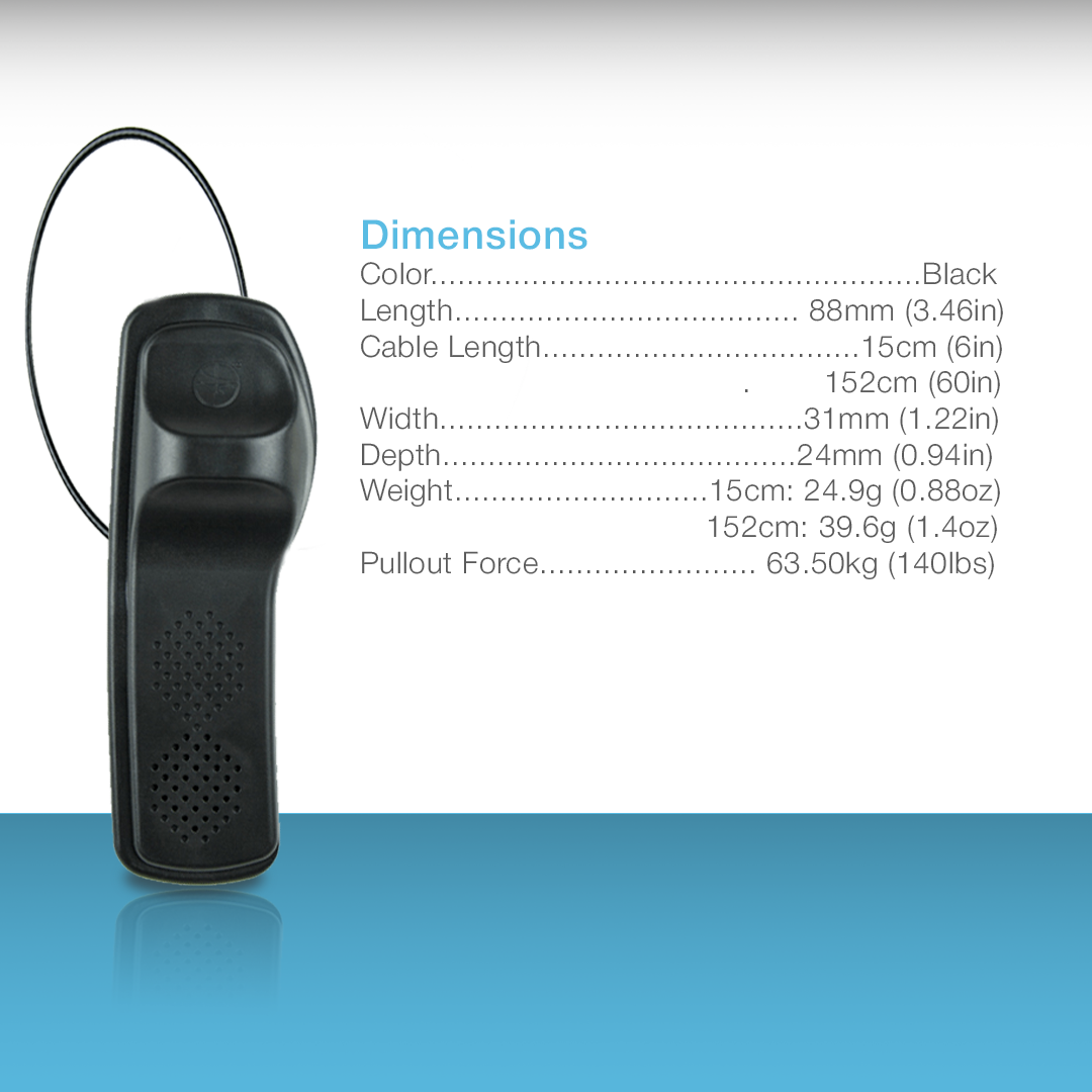 Alarming Supertag 15cm Lanyard – Detailed dimensions for secure and effective retail protection.