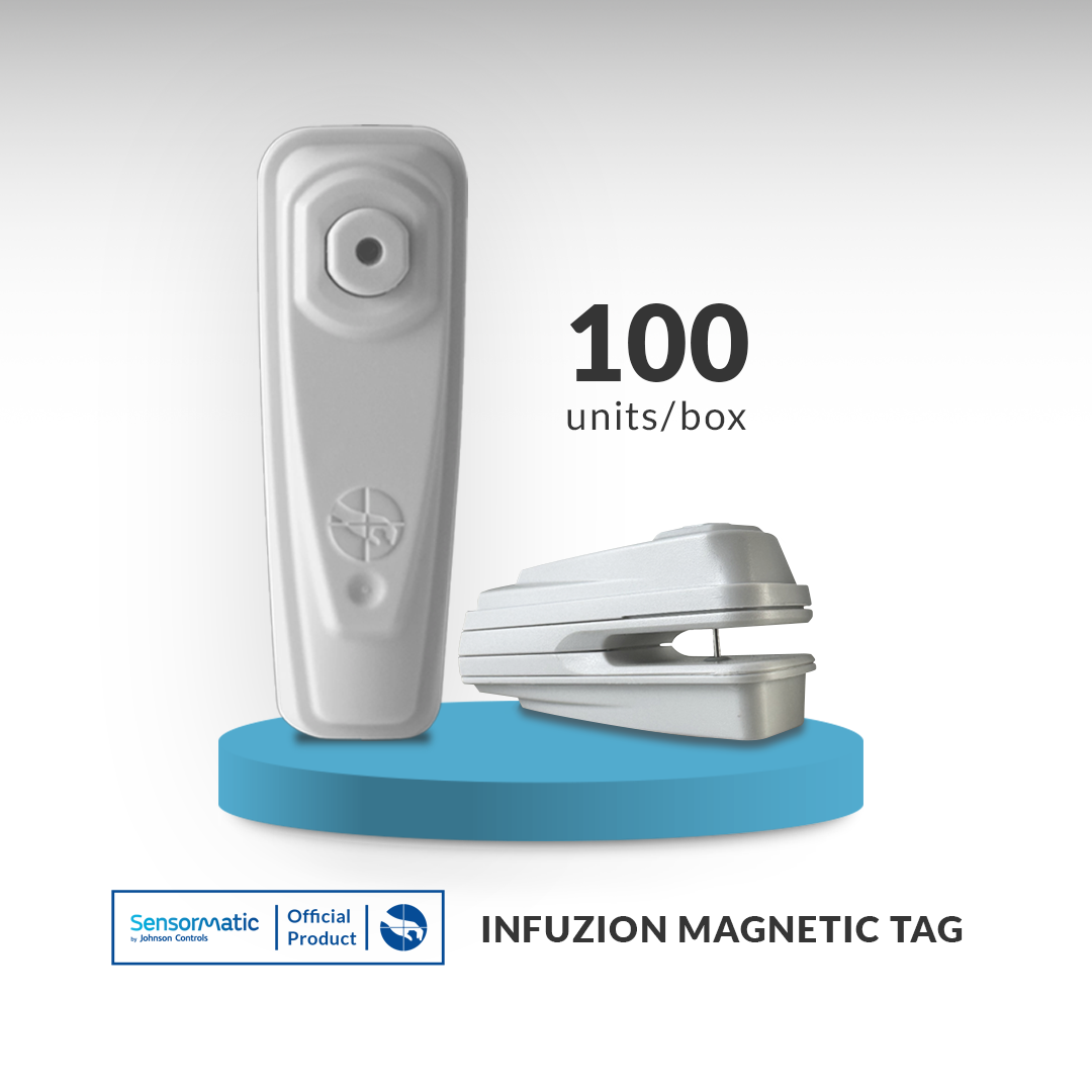 Infuzion Magnetic Tag – 100 units per box. High-quality anti-theft tags featuring magnetic technology for retail security. Designed to provide reliable protection for a wide range of products.