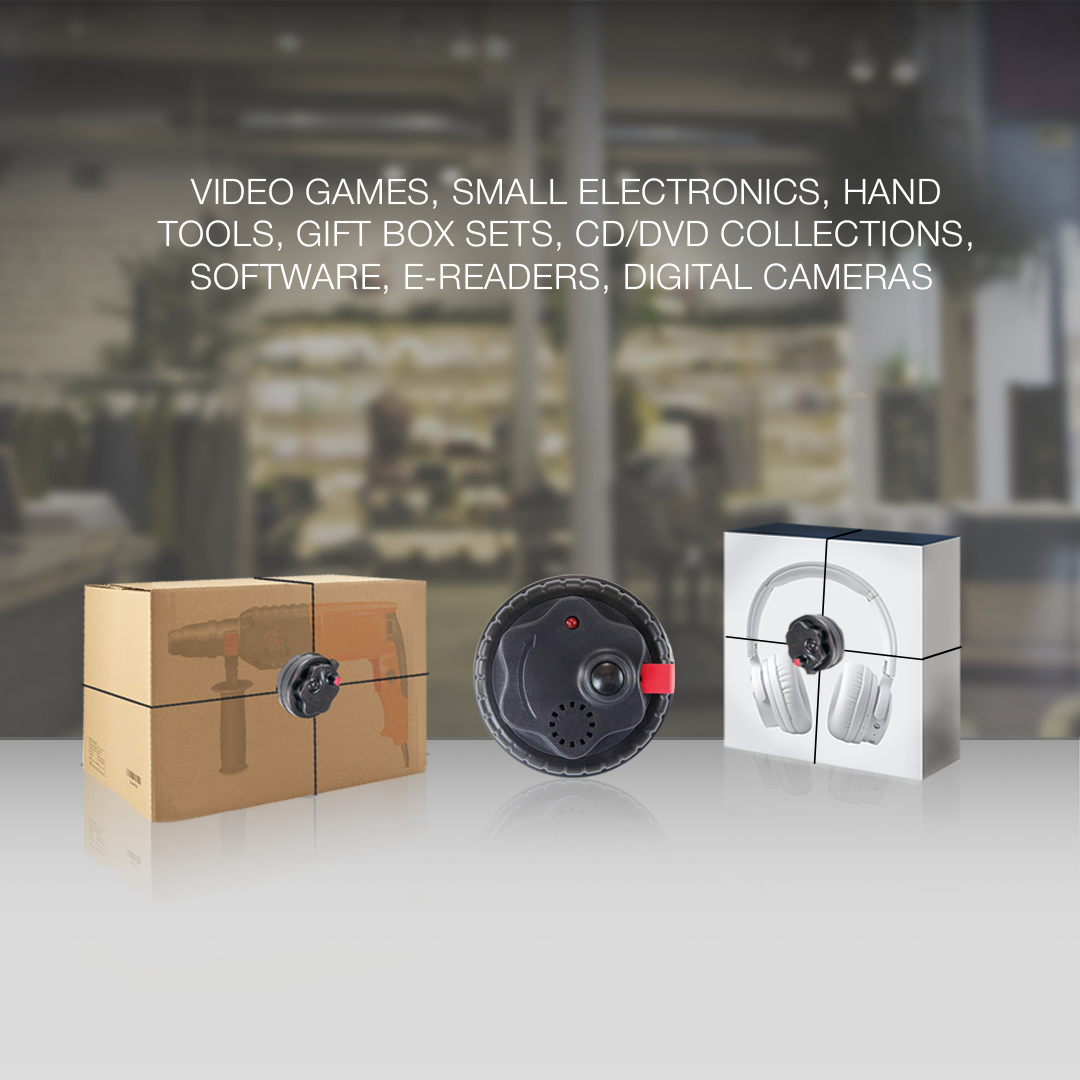 Alarming Wrap applied to two boxes. Ideal for securing video games, small electronics, hand tools, gift box sets, CD/DVD collections, software, e-readers, and digital cameras. Provides reliable anti-theft protection with an integrated alarm system in retail environments.