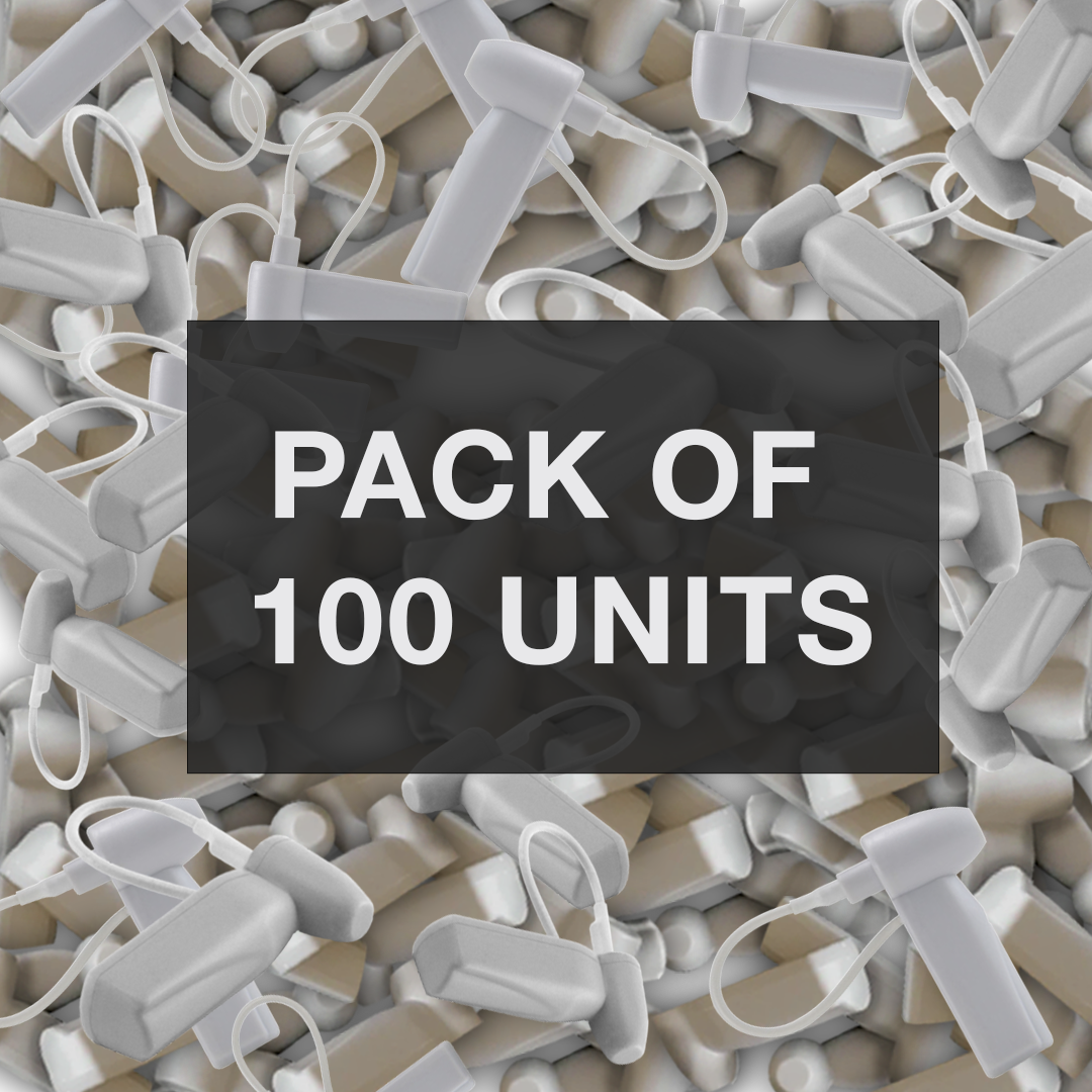 RF Pencil Lanyard Tag – Pack of 100 units. Bulk pack offering reliable RF anti-theft protection for a variety of retail items, ideal for securing small merchandise with efficient loss prevention.