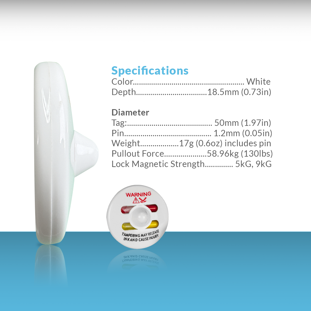 Saucer Ink Security Tag – Detailed technical specifications for reliable anti-theft protection.