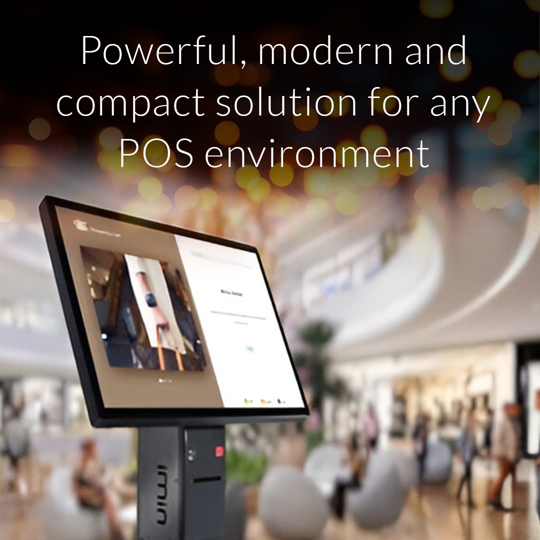 IMin Crane 1 21-inch POS terminal, offering a powerful, modern, and compact solution for any POS environment, enhancing order processing and payment efficiency in retail and hospitality settings.