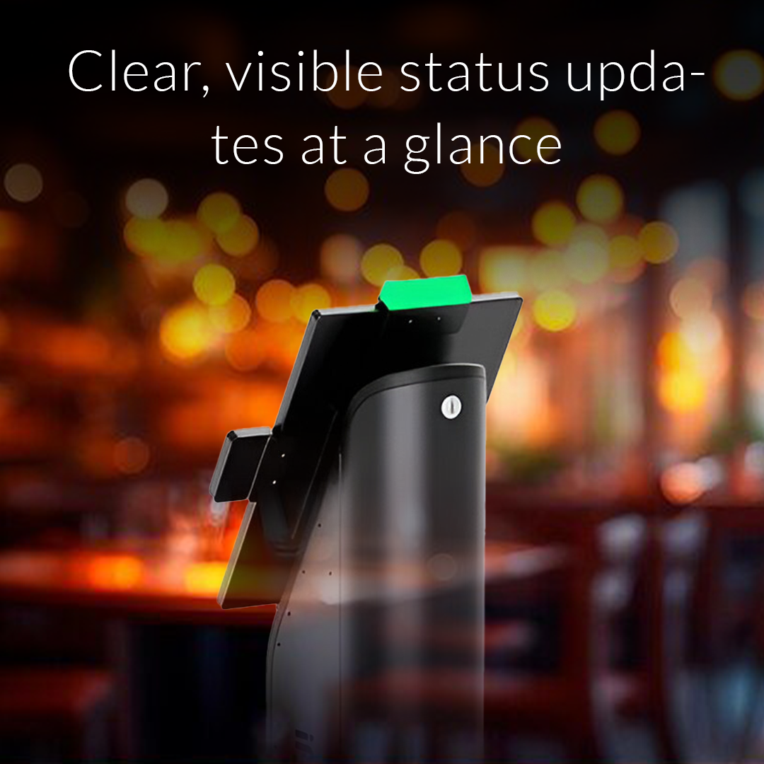 IMin Crane 1 Status Light POS terminal in a restaurant setting, delivering clear, visible status updates at a glance to streamline payment processes and enhance customer service.