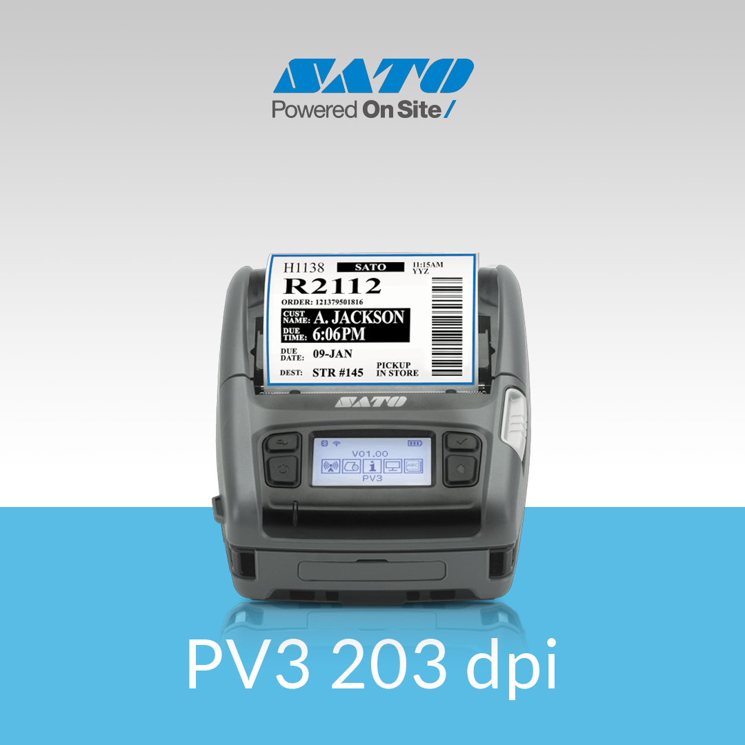 SATO PV3 203 dpi label printer compact thermal barcode printing