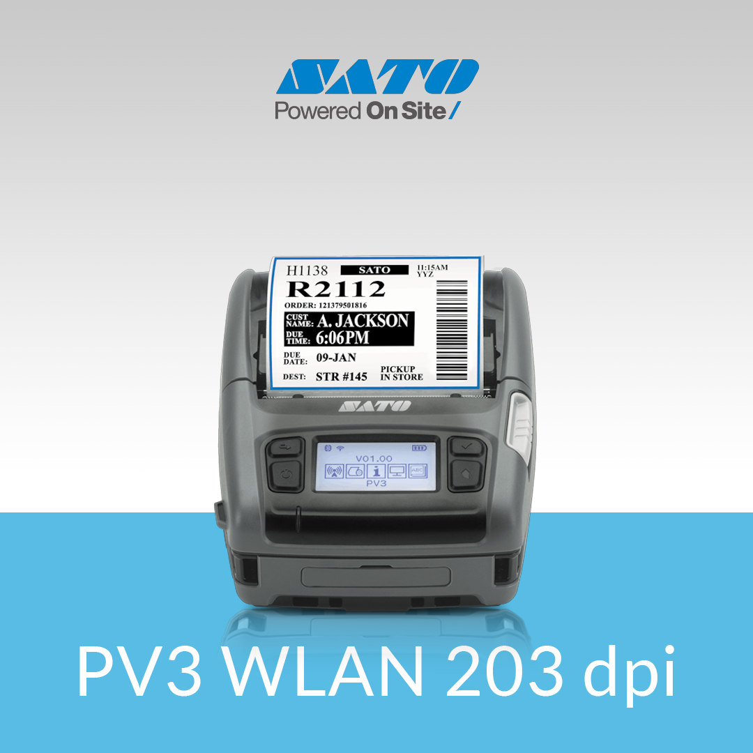 SATO PV3 WLAN 203 dpi compact thermal label printer for barcode printing