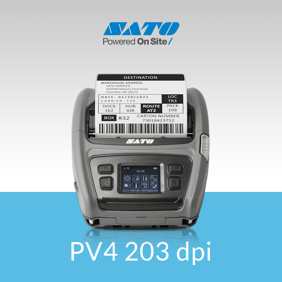 SATO PV4 203 dpi compact thermal label printer for barcode printing