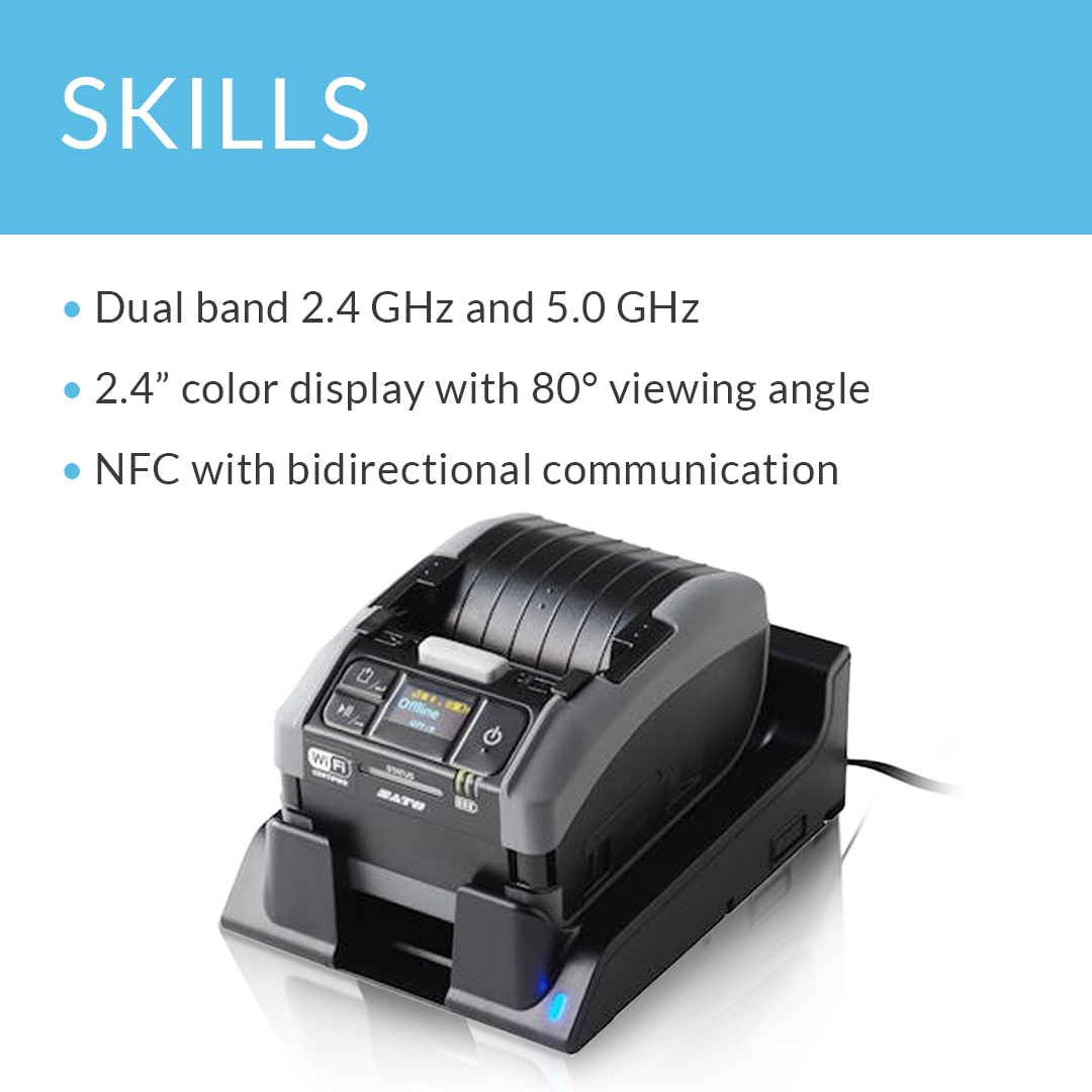 SATO PW2NX 203 dpi portable thermal label printer with key skills and features list
