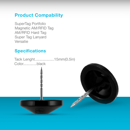 SuperTag Black Tack - Magnetic AM/RFID - Pack of 100 - Original Product Sensormatic