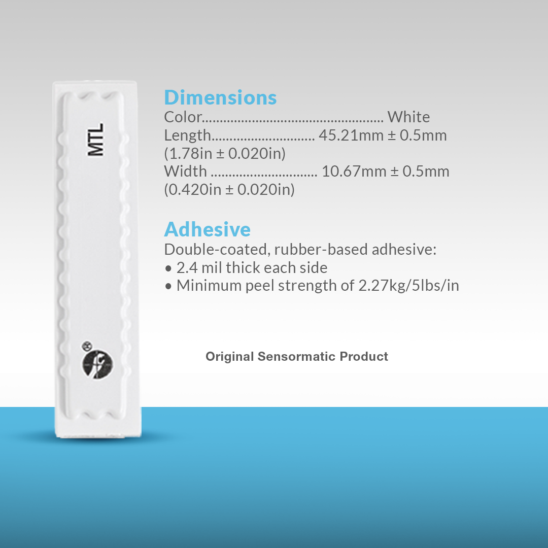 Sensormatic metal sheet label with dimensions and adhesive properties for reliable retail product security and loss prevention.