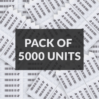 Pack of 5000 Sensormatic APX insertable labels shown in bulk background for retail product protection and electronic article surveillance.