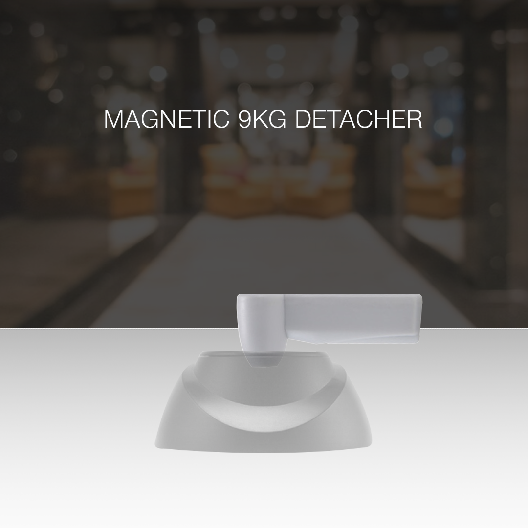 RF Magnetic Pencil Tag being used with a Magnetic 9kg Detacher. Designed for secure and efficient tag removal in retail environments, this detacher ensures quick and safe removal of RF magnetic tags for merchandise protection.