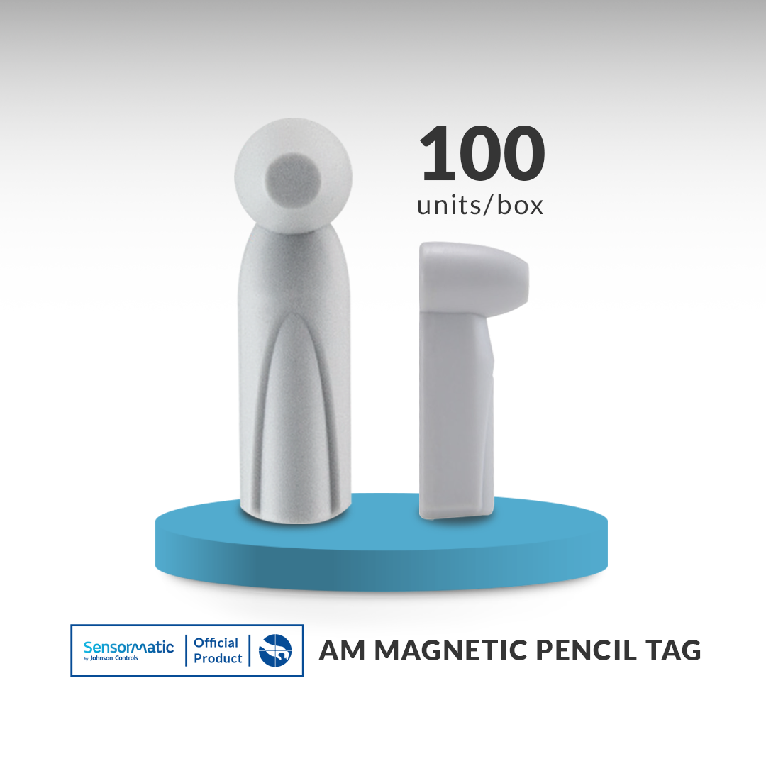 AM Magnetic Pencil Tag – 100 units per box. High-quality anti-theft security tags featuring acousto-magnetic (AM) technology, ideal for protecting small items such as apparel and accessories in retail environments