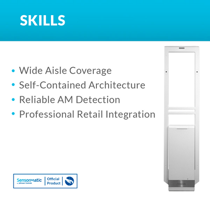 Dual Synergy 2.5m Self-Contained Pedestal | Original Product Sensormatic | Advanced AM detection system designed to provide reliable merchandise protection and wide aisle coverage in modern retail environments.