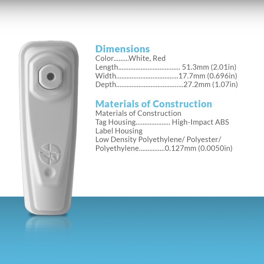 Infuzion Magnetic Tag displaying its dimensions and material properties. Made with durable materials, ensuring strong anti-theft protection while offering reliable performance in retail security systems.