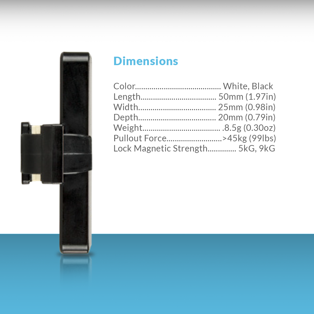 Magnetic Optical Tag displaying its dimensions. Compact and secure design tailored for protecting eyewear, ensuring minimal impact on displayed merchandise while providing reliable anti-theft protection in retail settings.