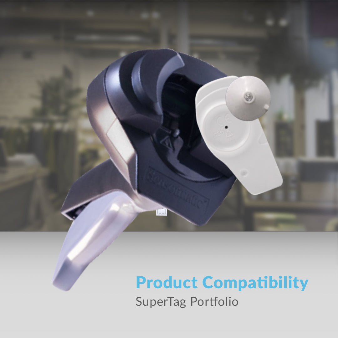 Supertag 4 Manual Handheld Detacher removing a security tag – Compatible with the Supertag portfolio.