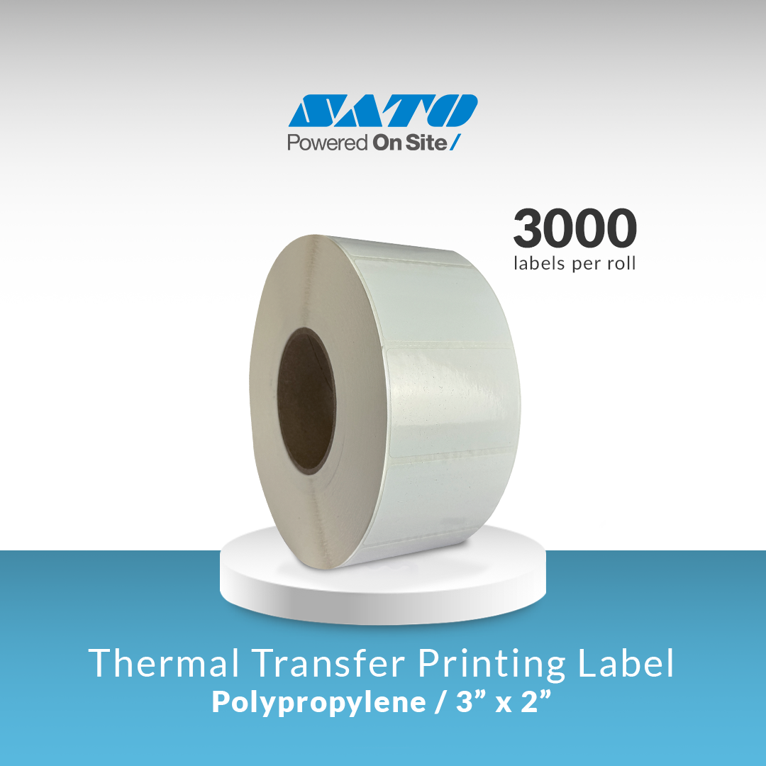 Sato SF 100 Thermal Transfer Synthetic Labels / High quality Labels for all-temperatures / Size: 3" x 2"