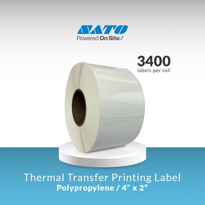 Sato SF 100 Thermal Transfer Synthetic Labels / High quality Labels for all-temperatures / Size: 4" x 2"