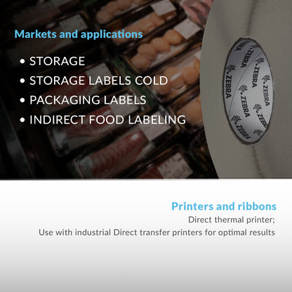 Zebra PolyPro 4000D Direct Thermal Labels / High quality Labels for all-temperatures / Size: 2" x 1"