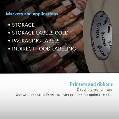 Zebra PolyPro 4000D Direct Thermal Labels / High quality Labels for all-temperatures / Size: 2,5" x 1,5"