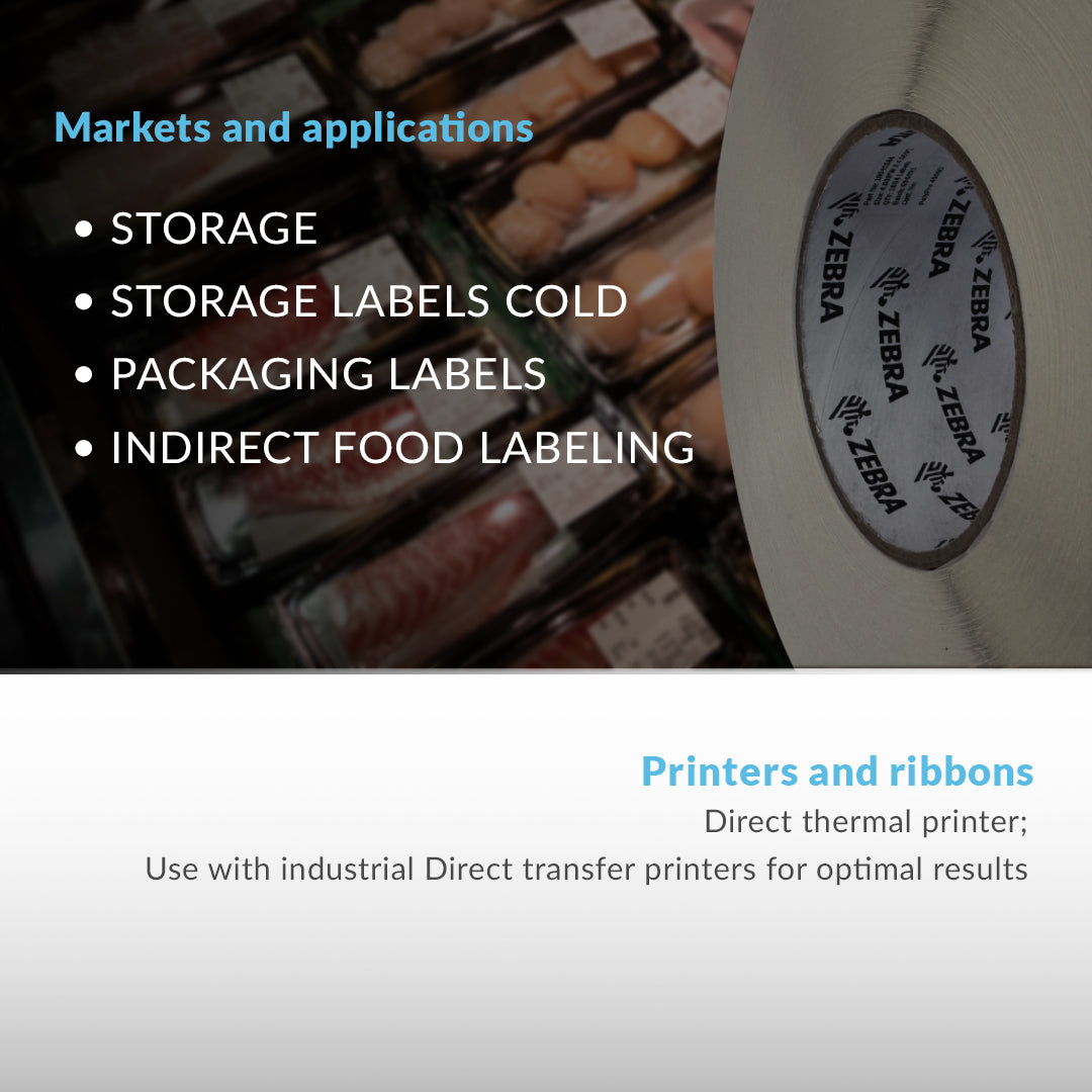 Zebra PolyPro 4000D Direct Thermal Labels / High quality Labels for all-temperatures / Size: 4" x 4"