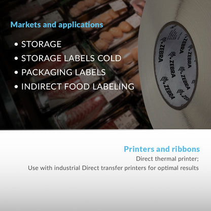 Zebra PolyPro 4000D Direct Thermal Labels / High quality Labels for all-temperatures / Size: 4" x 4"