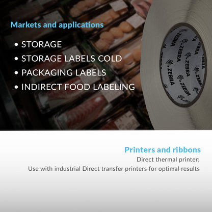 Zebra PolyPro 4000D Direct Thermal Labels / High quality Labels for all-temperatures / Size: 4" x 2"