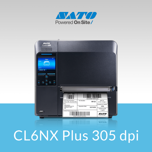 SATO CL6NX Plus 305 dpi industrial thermal label printer front view