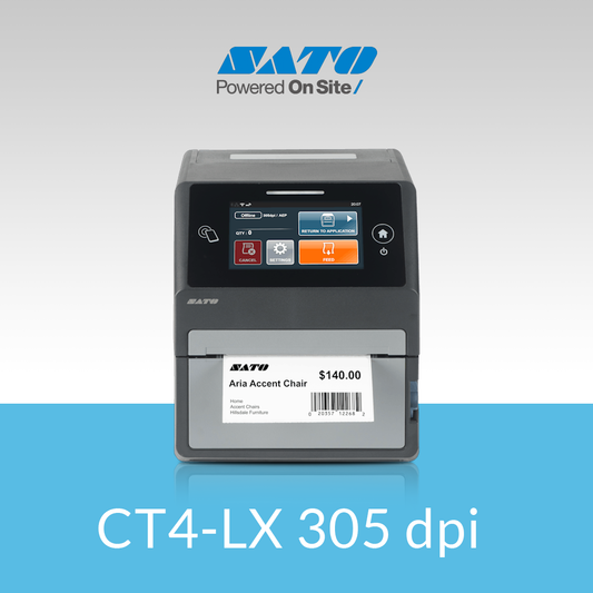 SATO CT4-LX 305 dpi compact direct thermal label printer front view