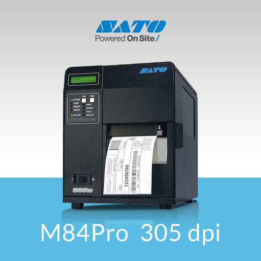 SATO M84Pro 305 dpi compact thermal label printer front view