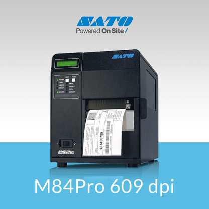 SATO M84Pro 609 dpi compact thermal label printer front view