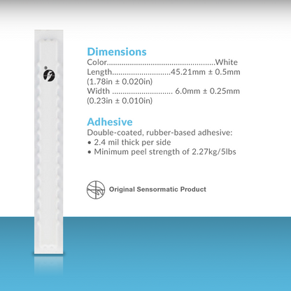 Sensormatic HBC Sheet Label dimensions: 45.11 mm long and 6 mm wide