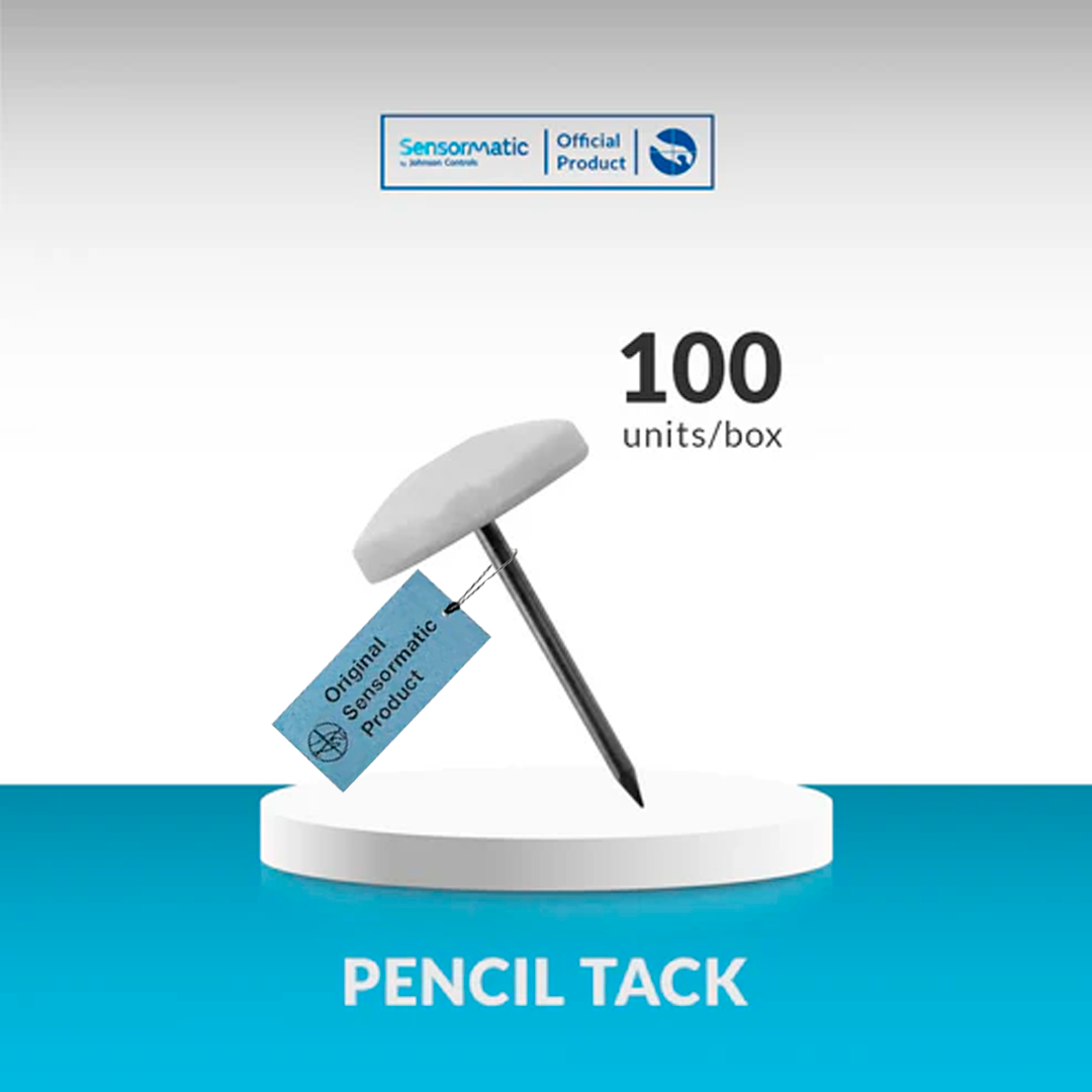 Sensormatic Pencil Tack SMJ6016 box pack showing 100 units for delicate retail merchandise protection.