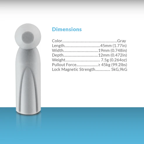 Sensormatic pencil tag paired with a matching tack pin for quick application and removal at the point of sale.