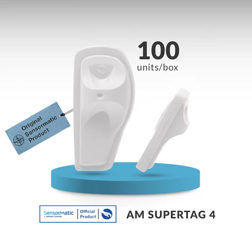 Sensormatic SuperTag 4 hard security tag delivering maximum anti-theft protection for high-value apparel.