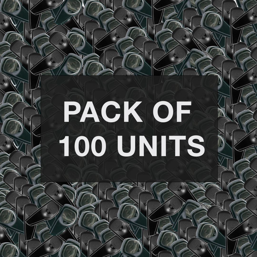 Bulk inventory of black and gray Sensormatic SuperTag ZL303 units for commercial retail loss prevention systems.