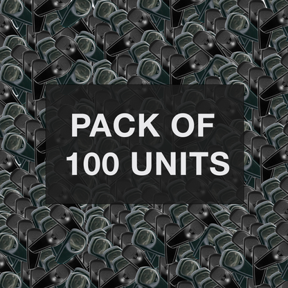Bulk inventory of black and gray Sensormatic SuperTag ZL303 units for commercial retail loss prevention systems.