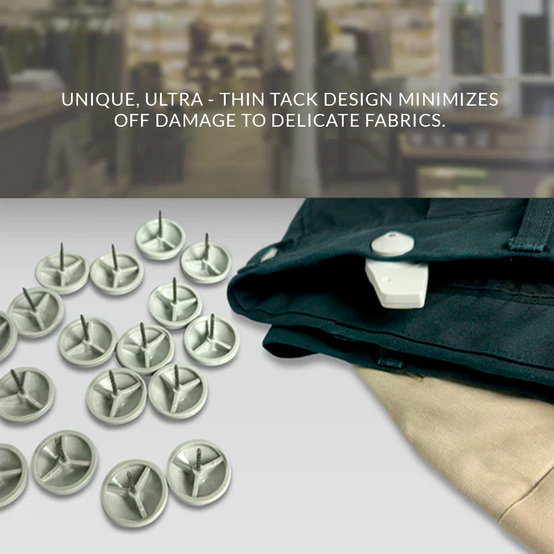 Close-up of the SuperTag patented pin-lock mechanism offering superior tamper resistance.